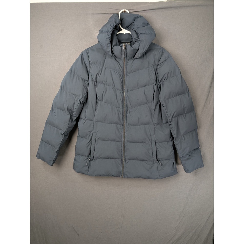 32 Degrees Heat Womens Puffer Jacket Gray Hooded Zip Up Medium 5870
